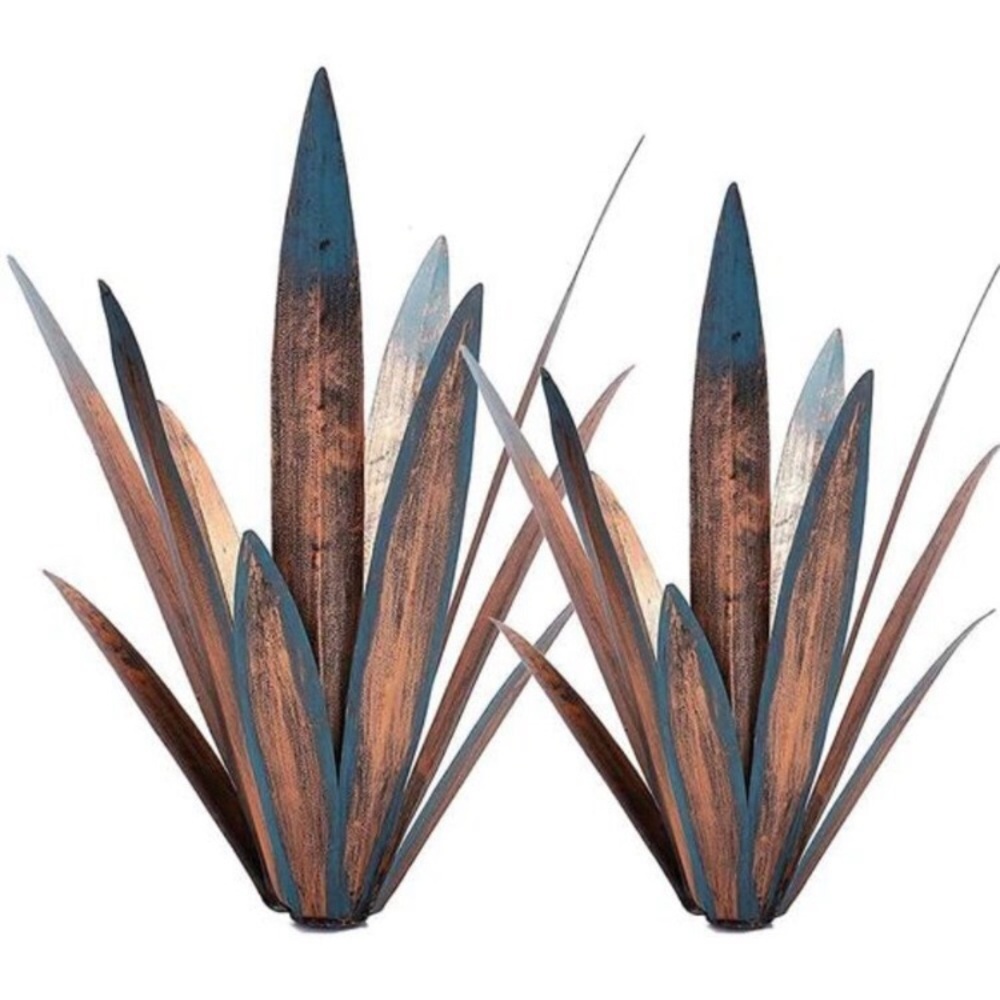 2pcs Tequila Rustic Sculpture Metal Agave Plant Home Decor